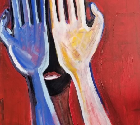 Covered face 24x36 Acrylic on canvas