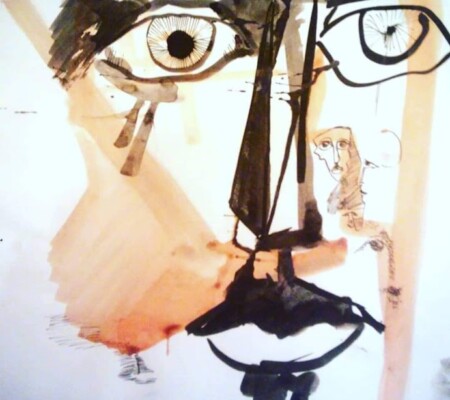 Face 20x24 Ink wash on paper