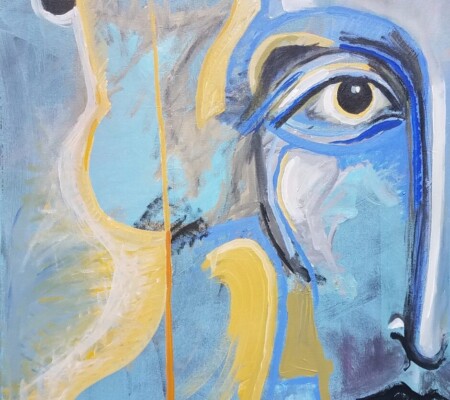 Blue focus 24x30 Acrylic on Canvas