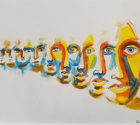 Faces2 11x14 Mixed media