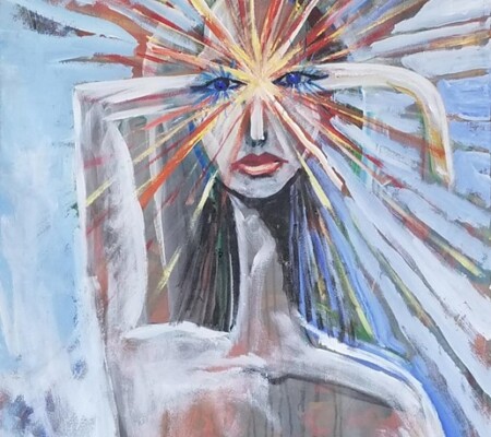Intuition, Third Eye 24x30 Mixed media, Oil and Acrylic on Canvas