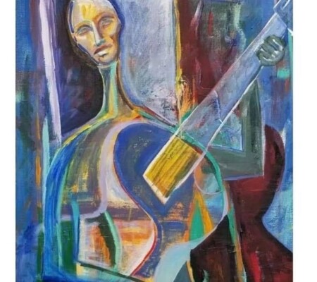 Cosmic guitar player 30x40 Acrylic on Canvas
