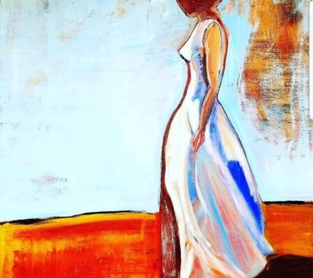 She is moving 24x30 Mixed media, Oil and Acrylic on canvas