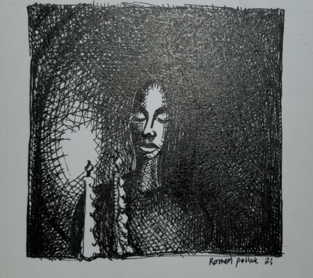 Shabbat 7x7 Ink on paper