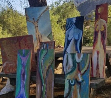Tree woman Mixed media on wood