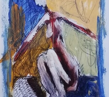 Woman Sitting 8x10 Mixed Media