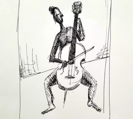 Cello Player2 8x10 Ink on paper