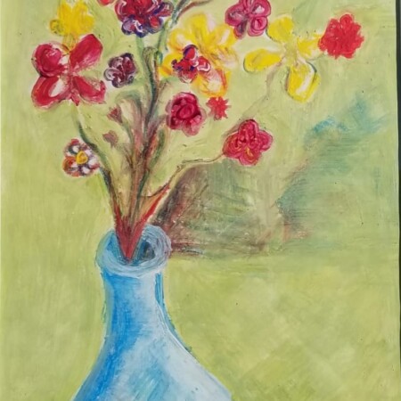 Flowers for Shabbat 16x20 Acrylic on paper