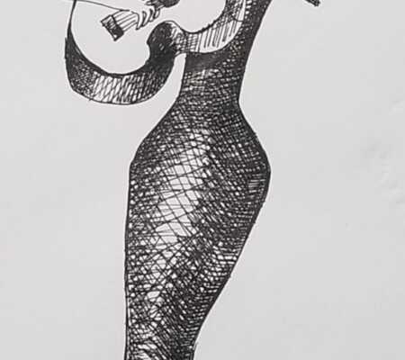 Guitar Player 9x12 ink on paper